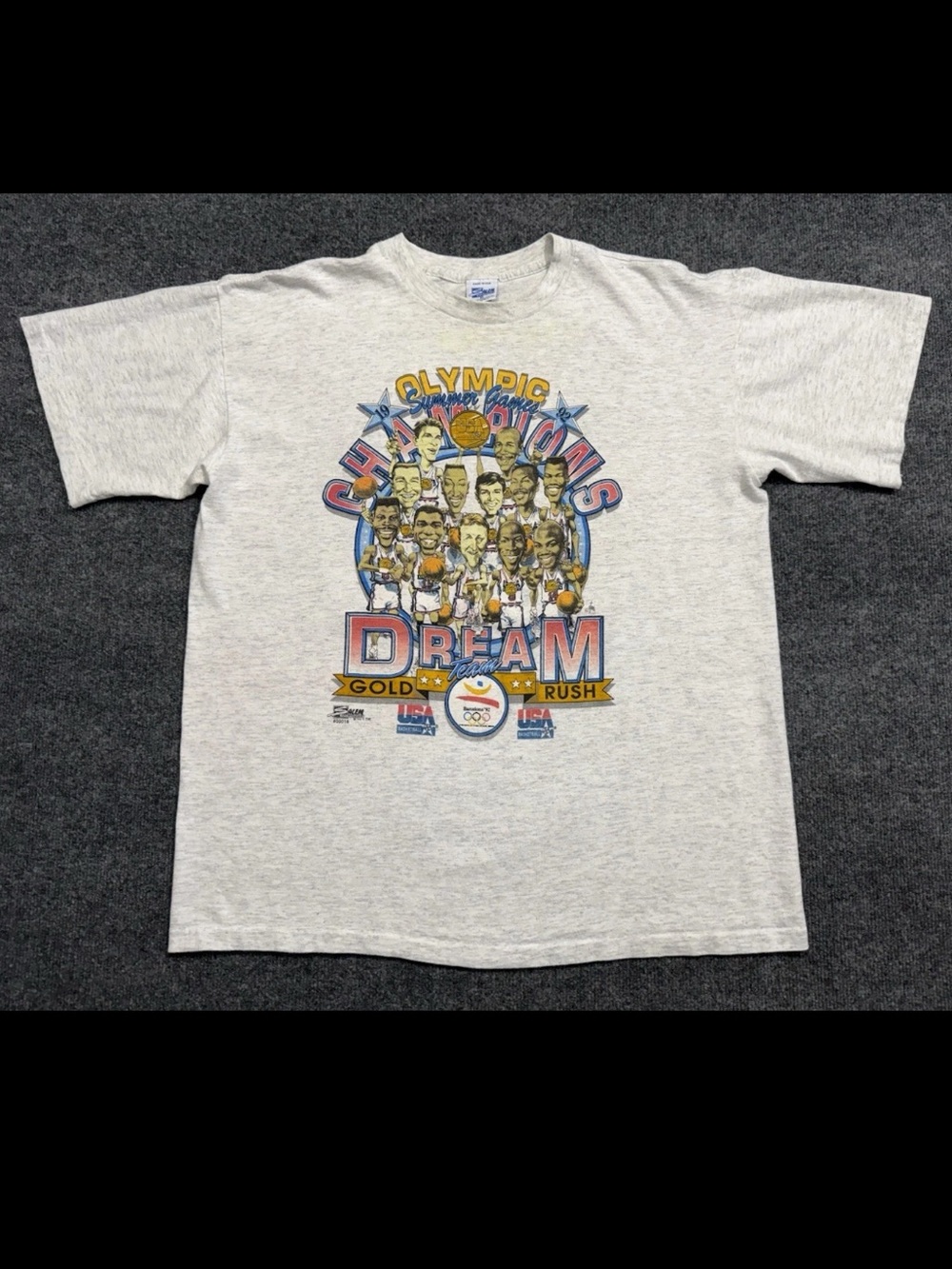 Vintage 90s USA Dream Team Olympic Champions Caricature Single-Stitch T-Shirt